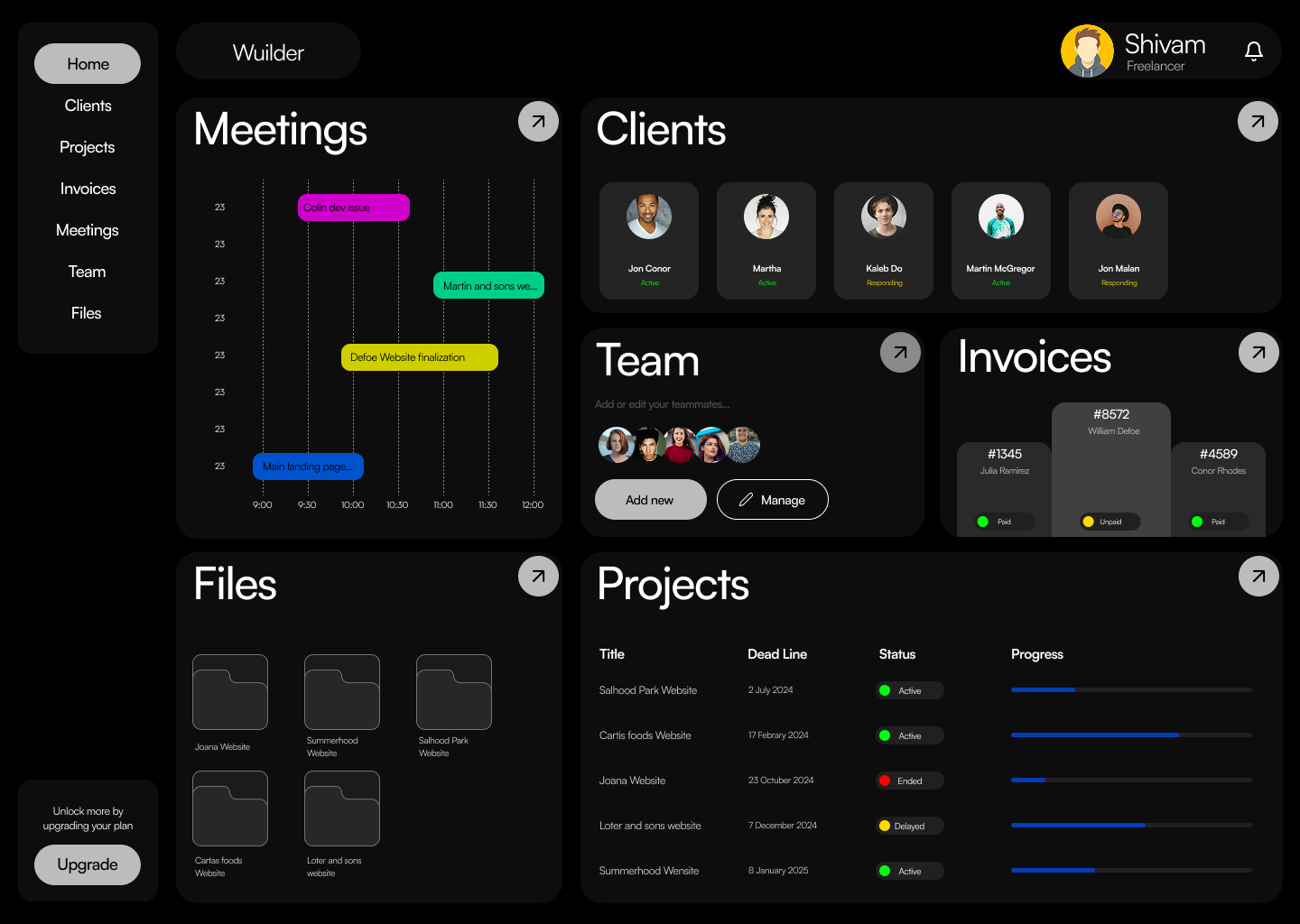 Wuilder Dashboard Preview